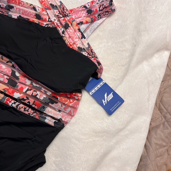 Women’s Floral Black and Pink One Piece Swimsuit - Picture 5 of 5